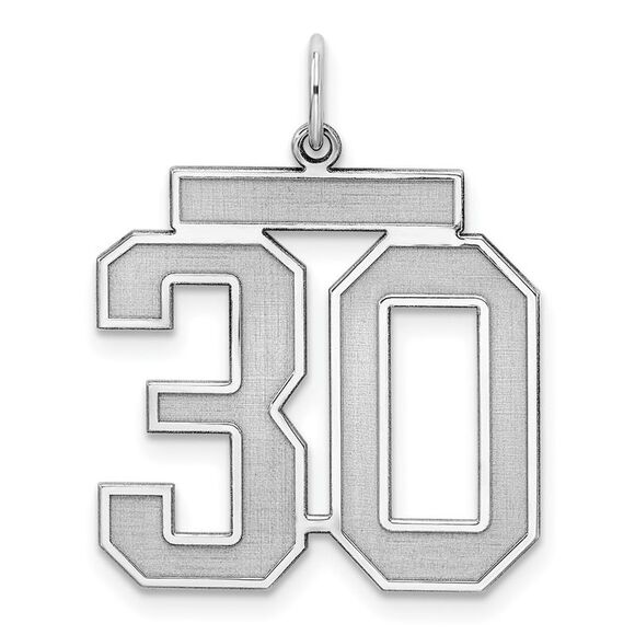 Sterling Silver Jersey Collection Large Number 30 Pendant